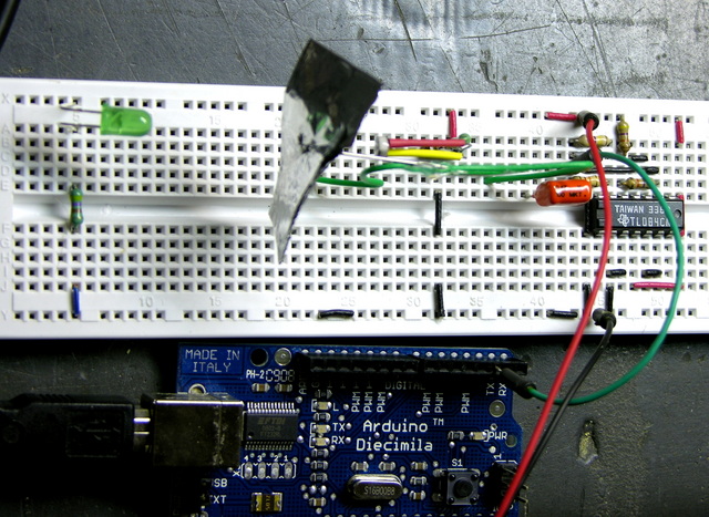 Arduino anemometer, angled view