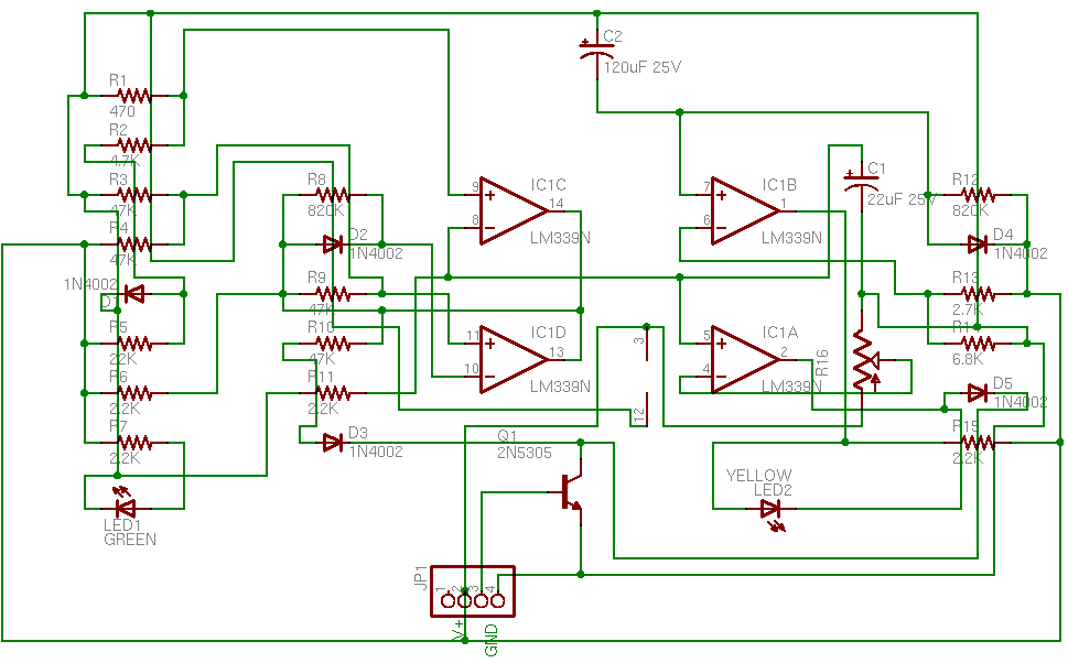 Flammable gas detector schematic in board placement