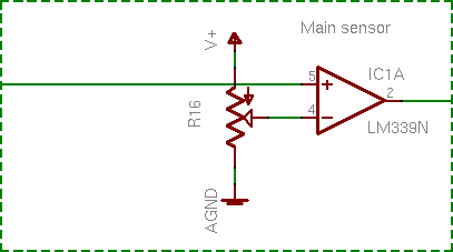 Flammable gas detector schematic diagram, gate IC1A