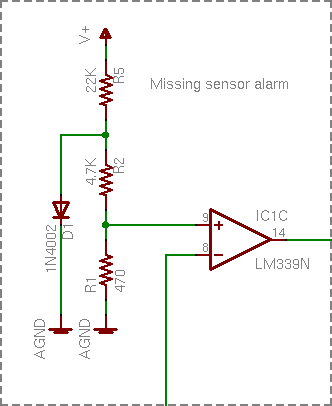 Flammable gas detector schematic diagram, gate IC1C