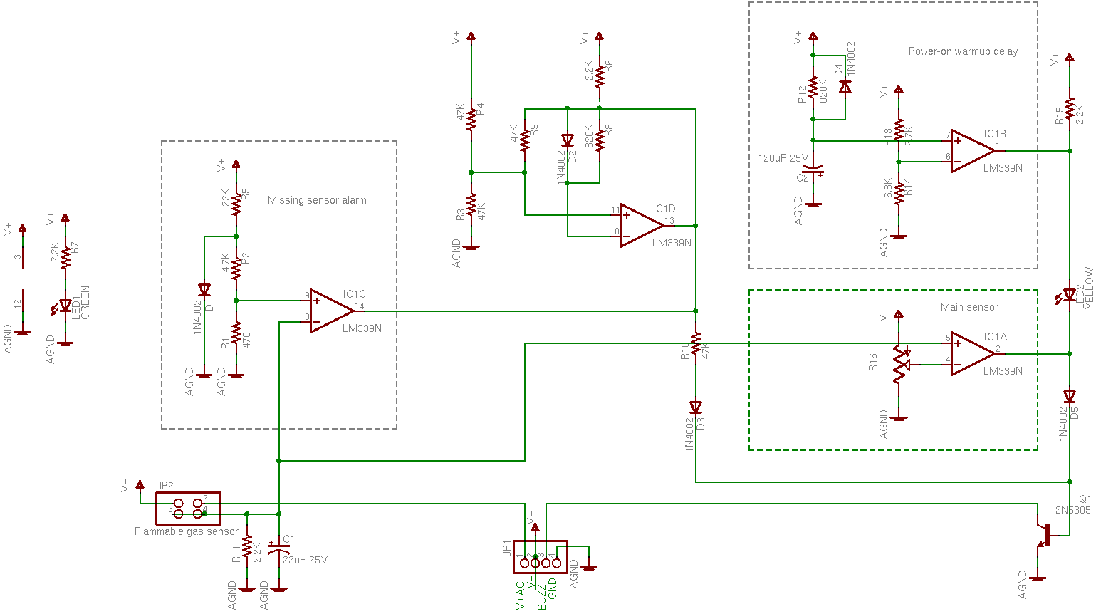 Flammable gas detector schematic diagram