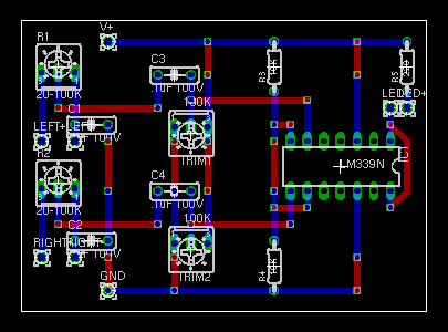 Breadboard layout of speaker power detector