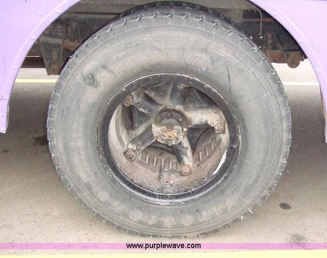 Rear wheel on converted schoolbus