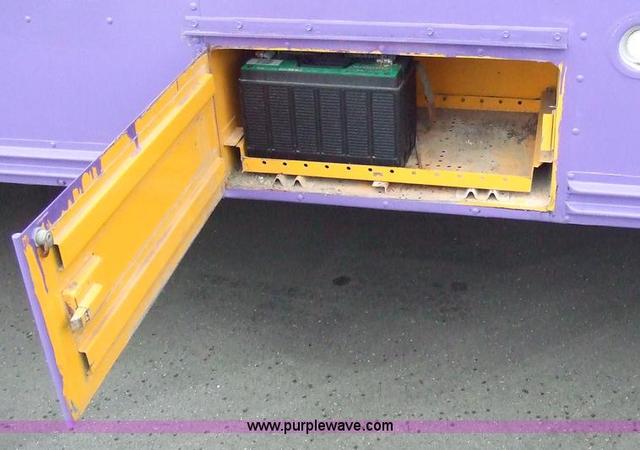 Battery compartment on converted schoolbus