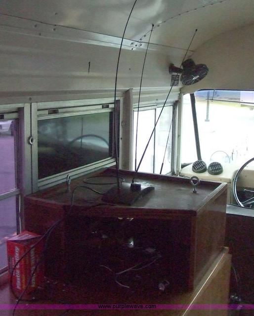 Converted schoolbus, left front interior