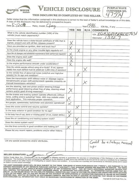 Converted schoolbus vehicle disclosure statement