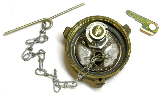 Locking gas cap with homemade key