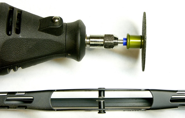 Dremel cut-off wheel and windshield wiper blade