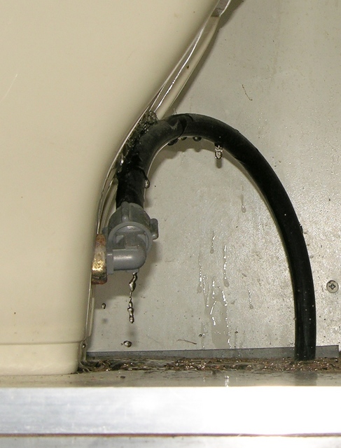 Leaking RV toilet supply line