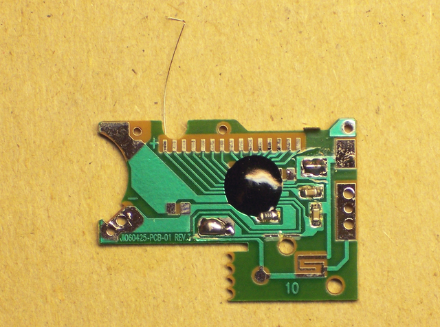 Counter PCB with trace cut and cleaned