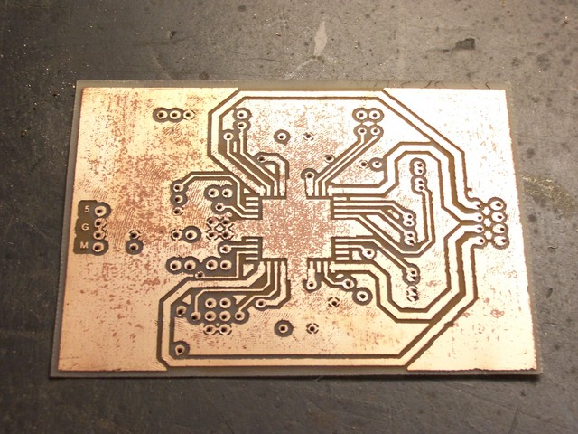 Etched PC board with pockmarks