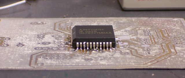 PLCC soldered to board