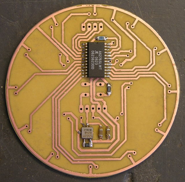 LED puck I/O prototype, SMT components soldered