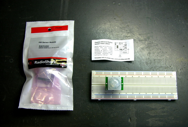 Two Parallax / Radio Shack motion sensor kits