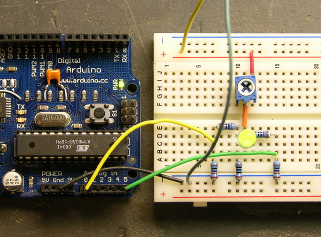 LED calculator circuit, breadboarded