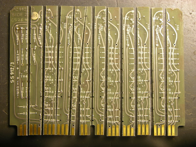 Circuit board cut into strips