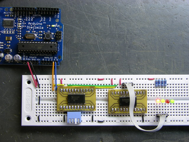 Arduino with I2C connection to TI PCA9535 and PCA9555 GPIO chips