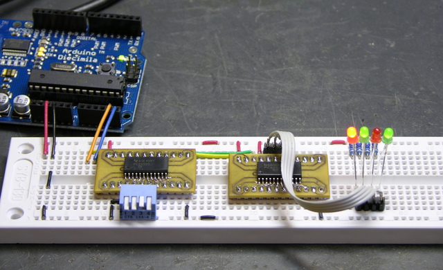 Arduino with I2C connection to TI PCA9535 and PCA9555 GPIO chips