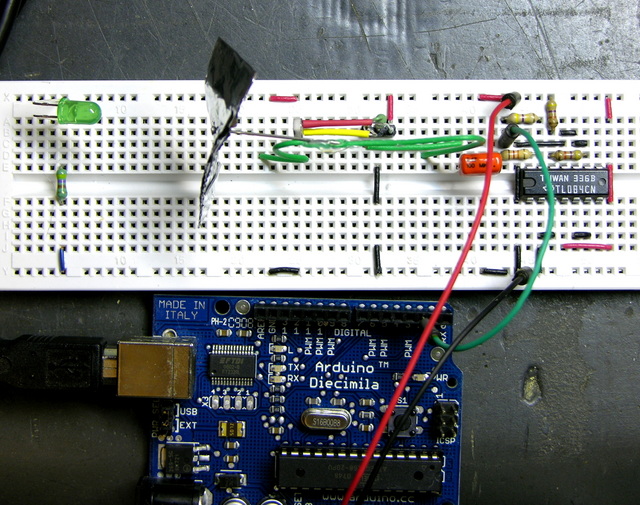Arduino anemometer, top view