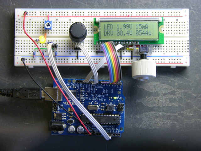 LED calculator with rotary encoder for target supply voltage