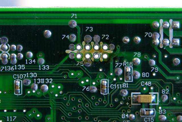 Roomba Scheduler main board with dirt sensor jack removed for replacement