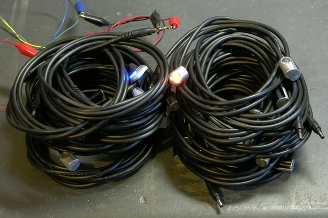 Coils of remote LED indicator cables