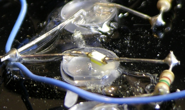 SMT LED soldered across burned-out 10mm LED
