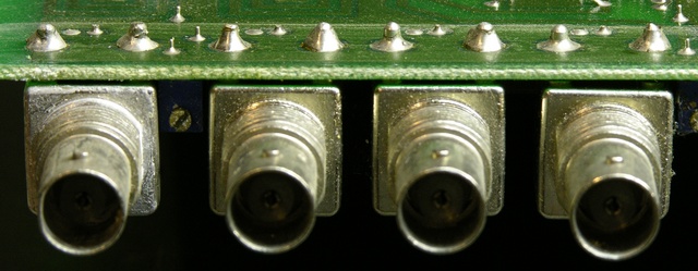 Four PCB- / panel-mount BNC connectors