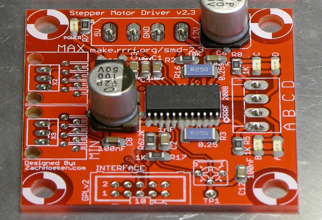 MakerBot CupCake stepper driver board with flowed, half-melted solder paste