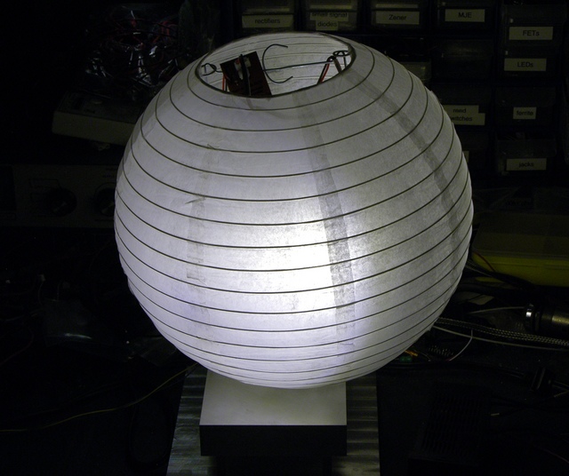 Paper lantern with LED lighting in the dark