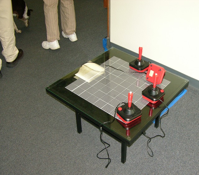 LED table at entrance to SparkFun headquarters