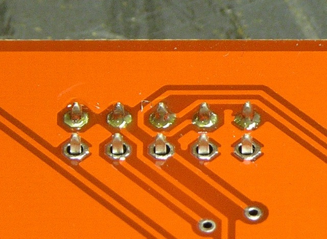 PC board with pins not soldered