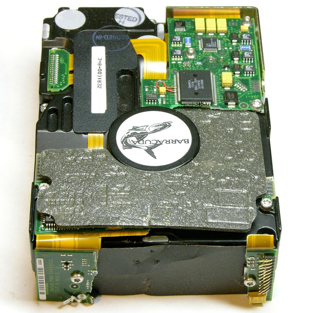 Seagate Barracuda hard drive with PC boards torn away