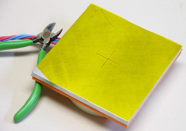 MakerBot CupCake heated build platform with sloppy kapton tape surface