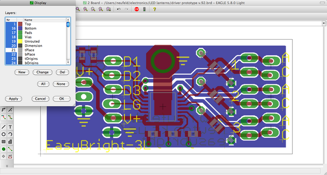 EAGLE PCB layout with tPlace layer switched off