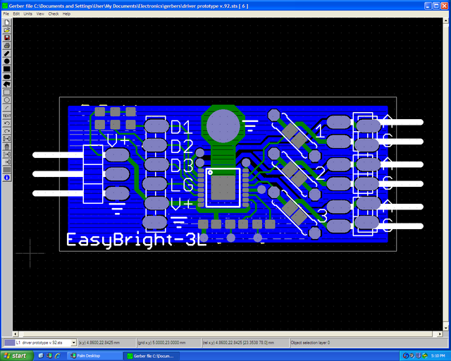 Viewplot Gerber view of LED driver prototype