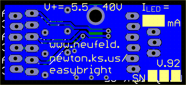 Viewplot Gerber view of LED driver with working drill holes, back