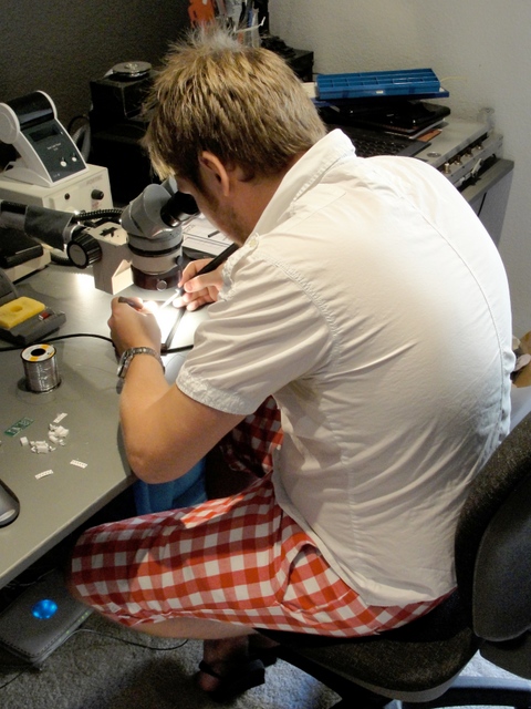 Ben Wynne soldering an EasyBright