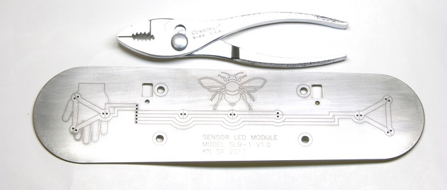 PC board after tinning in Tinnit and wet-sanding