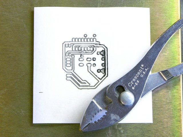 Circuit board layout drawn with pen in MakerBot CupCake