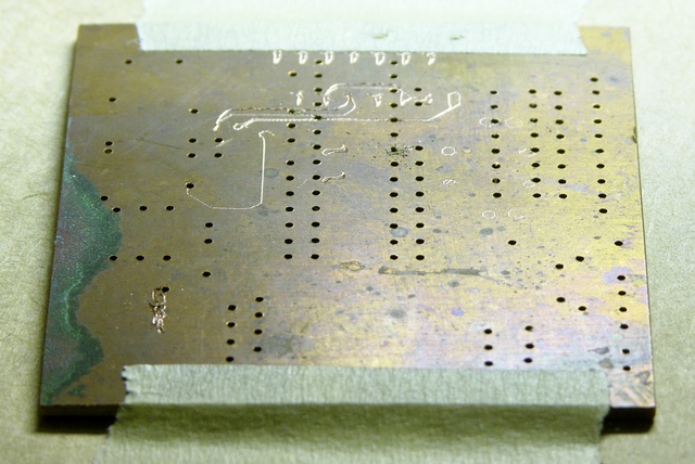 Old PC board barely scratched by milling attempt