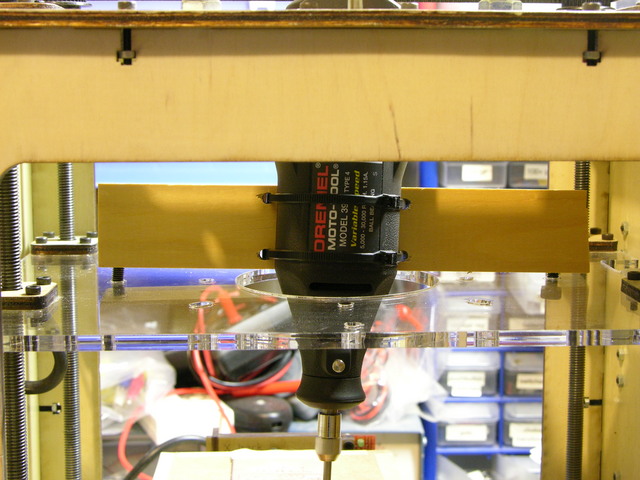 Dremel mounted in MakerBot CupCake (upper view)