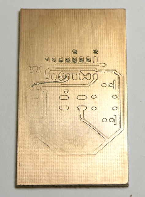PCB after milling attempts, sanded