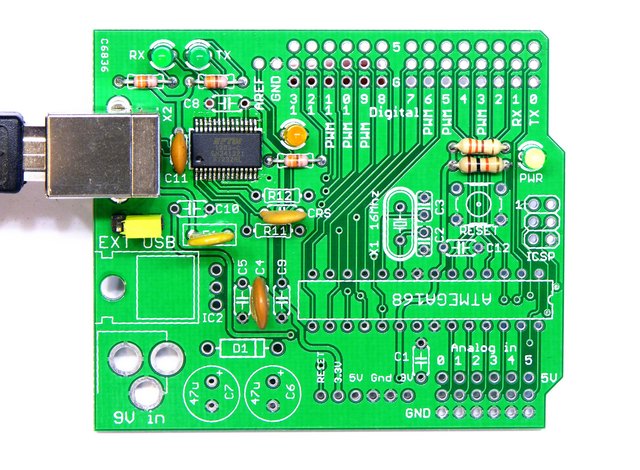 Arduino-compatible with USB-serial components installed