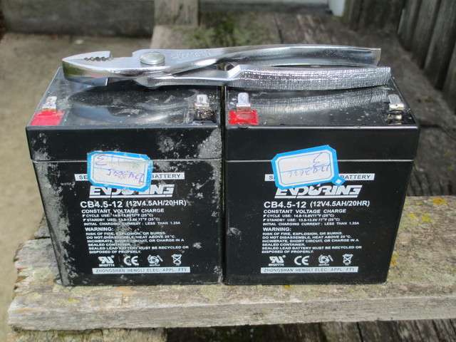 Two sealed lead-acid batteries from Razor E100 scooter