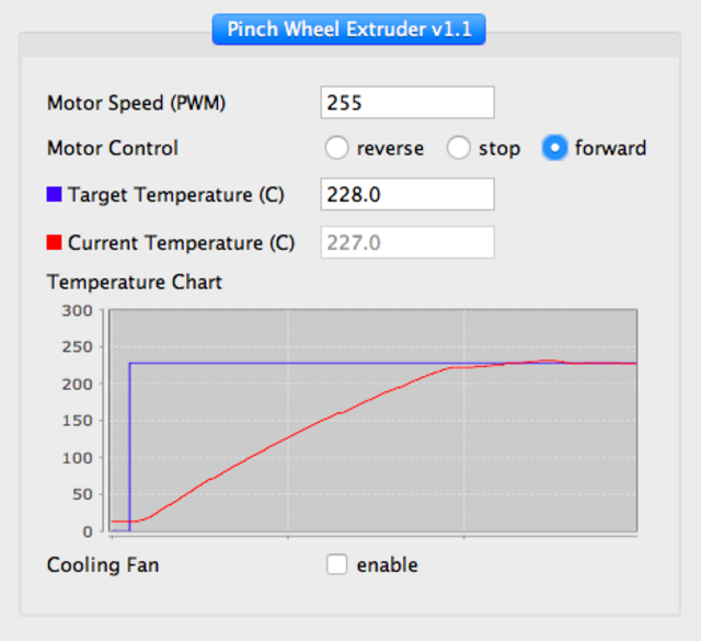 ReplicatorG 0026 extruder control panel