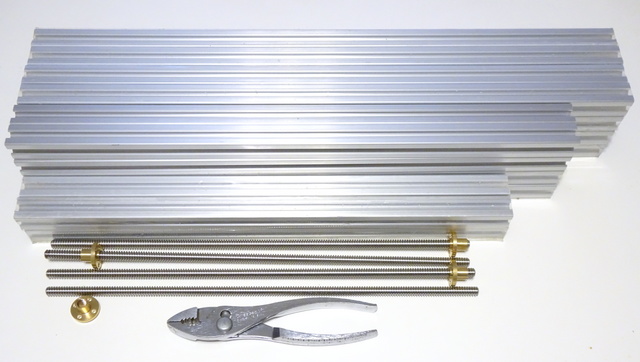 2020 aluminum extrusions and 8-mm lead screws