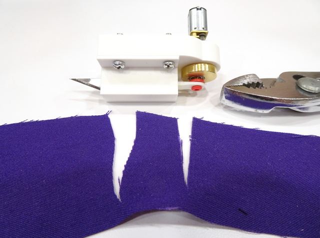 fabric cut by prototype reciprocating cutterhead