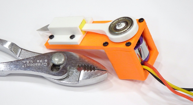 reciprocating cutter prototype with BLDC motor and skate bearing