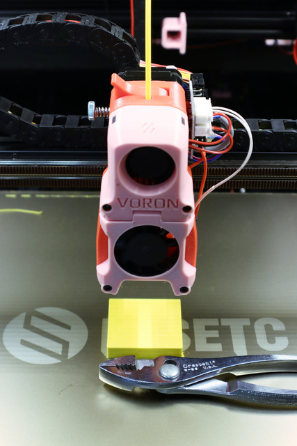 test block printed in 3-mm filament